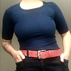 Frank & Oak Navy 3/4 Sleeve Shirt